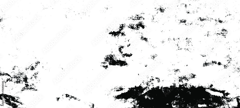 Obraz premium Monochrome texture composed of irregular graphic elements. Distressed uneven grunge background. Abstract vector illustration. Overlay for interesting effect and depth. Isolated on white background.
