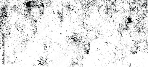 Monochrome texture composed of irregular graphic elements. Distressed uneven grunge background. Abstract vector illustration. Overlay for interesting effect and depth. Isolated on white background.
