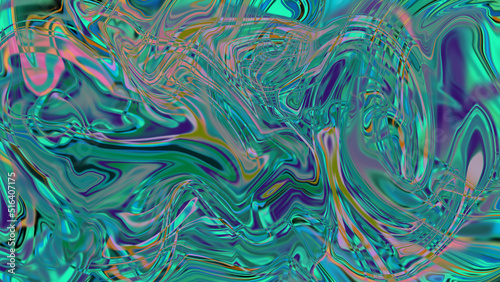 Glossy liquid acrylic paint texture. Digital background with liquifying flow. Abstract background with water drops.  Beautiful gold marble texture background with wavy liquify effect.