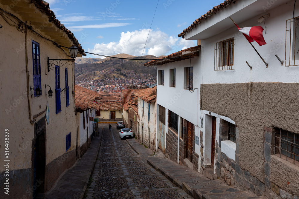 View of San Blas town streets. Cusco, Peru. 