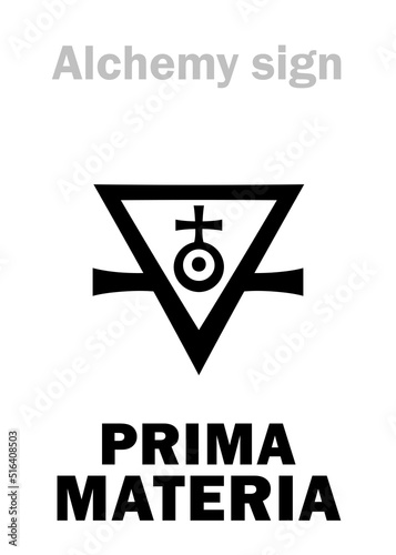 Alchemy Alphabet: PRIMA MATERIA (The First Matter, Prime Matter, Prime Substance, Primary Element) — ubiquitous primitive formless base of all matter, required for creation of The Philosopher's Stone. photo