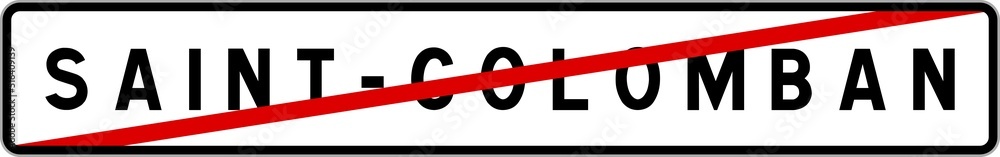 Naklejka premium Panneau sortie ville agglomération Saint-Colomban / Town exit sign Saint-Colomban