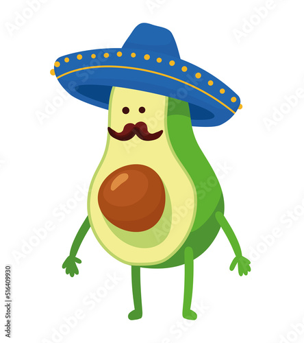 avocado with mariachi hat