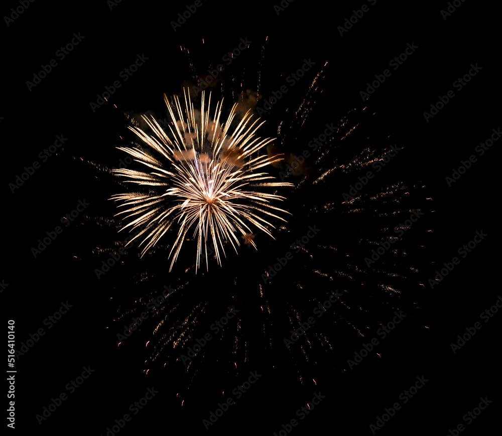 Beautiful bright fireworks lighting up night sky Beautiful bright fireworks lighting up night sky