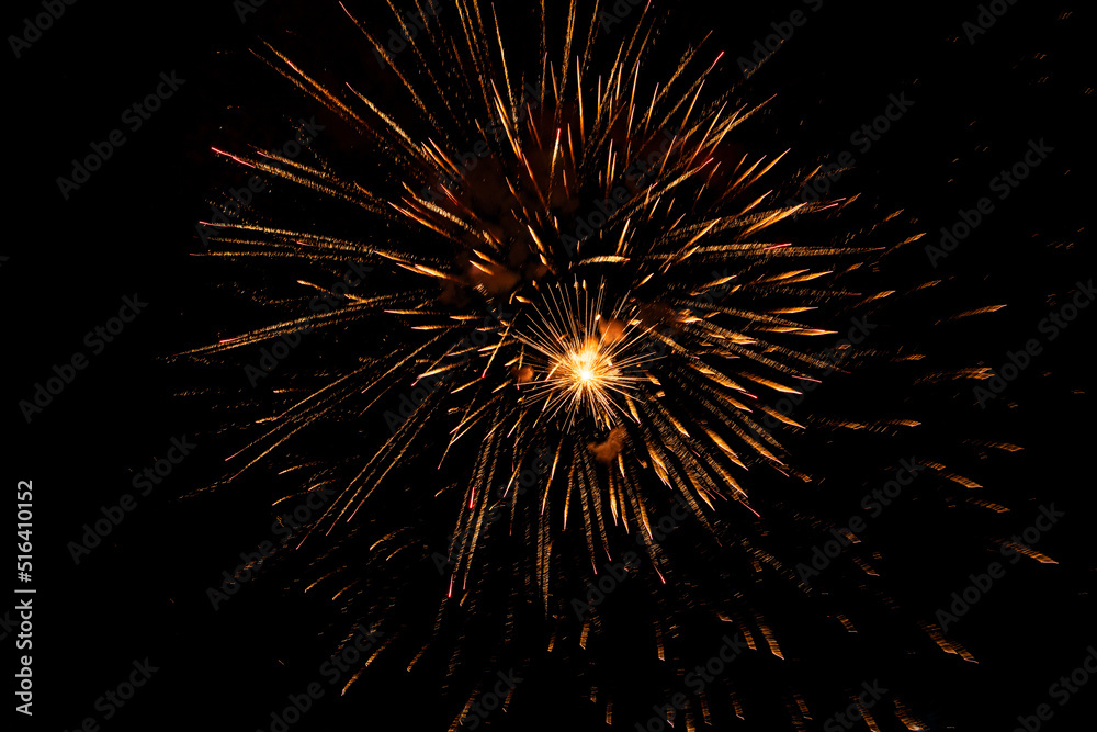 Beautiful bright fireworks lighting up night sky Beautiful bright fireworks lighting up night sky
