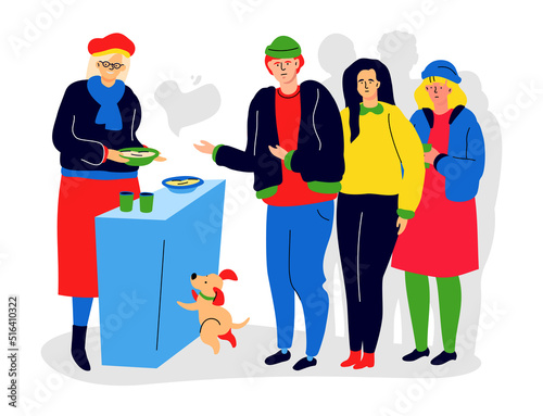 Feed the needy - modern colorful flat design style illustration
