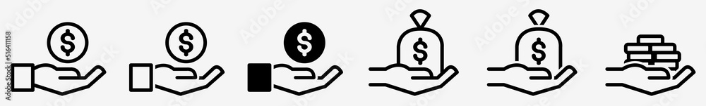 Hand Holding Money Icon Coin Money Hand Set | Hands Money Icon Income Vector Profit Illustration Logo | Money Bag Hand Icon Isolated Cash Hand Money Hand Holding Money Icon Coin Money Hand Set | Hands Money Icon Income Vector Profit Illustration Logo | Money Bag Hand Icon Isolated Cash Hand Money