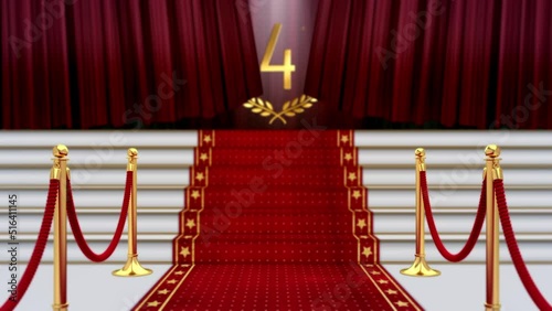 3D animation of Red carpet Opening luxure with the number four photo