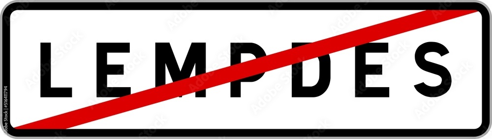 Panneau sortie ville agglomération Lempdes / Town exit sign Lempdes Panneau sortie ville agglomération Lempdes / Town exit sign Lempdes