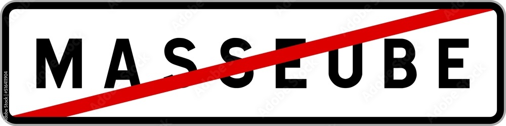 Panneau sortie ville agglomération Masseube / Town exit sign Masseube Panneau sortie ville agglomération Masseube / Town exit sign Masseube