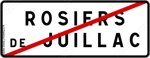 Panneau sortie ville agglomération Rosiers-de-Juillac / Town exit sign Rosiers-de-Juillac