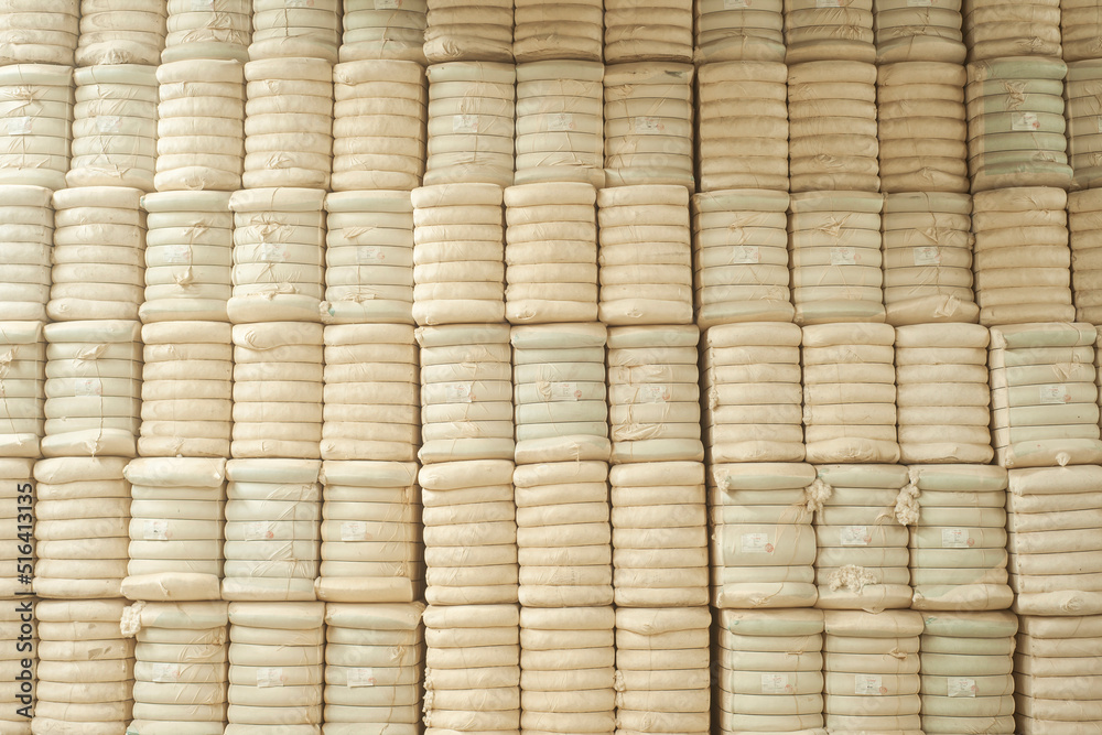 Raw cotton bales in textile factory. Turkey, izmir. Raw cotton bales in textile factory. Turkey, izmir.