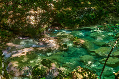 Turquoise waters in the Urederra river  Baquedano