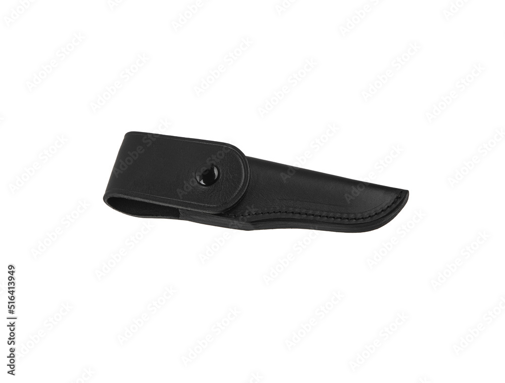 Modern hunting knife with silver blade and rubber handle. Steel arms. Isolate on a white back Modern hunting knife with silver blade and rubber handle. Steel arms. Isolate on a white back