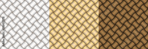 Set of metal weaving grid seamless pattern vector background