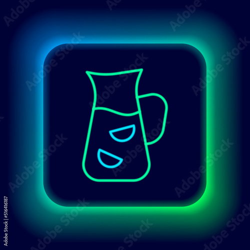 Glowing neon line Sangria icon isolated on black background. Traditional spanish drink. Colorful outline concept. Vector
