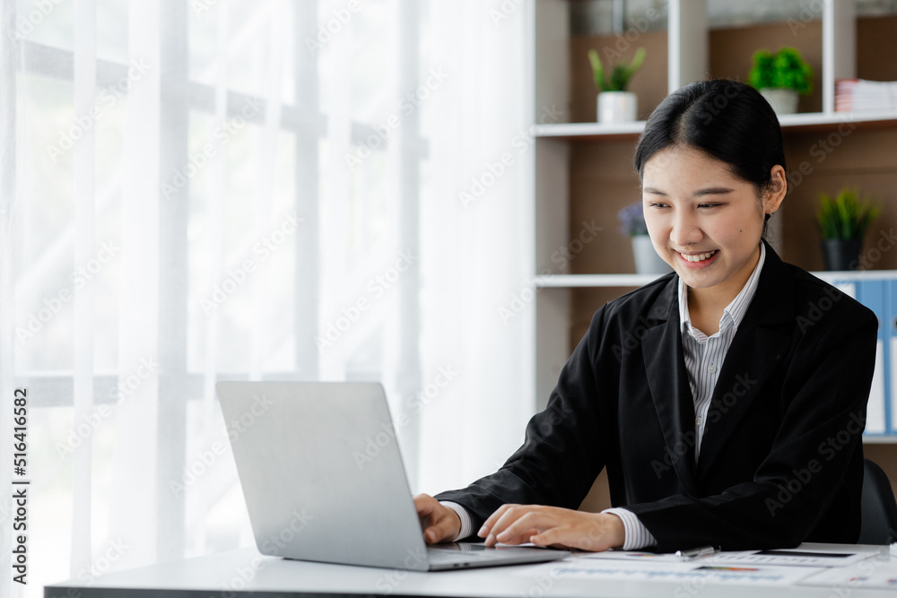 Beautiful Asian woman is a businesswoman who leads a new generation of startups, a woman who runs and manages a business plan to build confidence and stability in business, woman-led business concept. Beautiful Asian woman is a businesswoman who leads a new generation of startups, a woman who runs and manages a business plan to build confidence and stability in business, woman-led business concept.