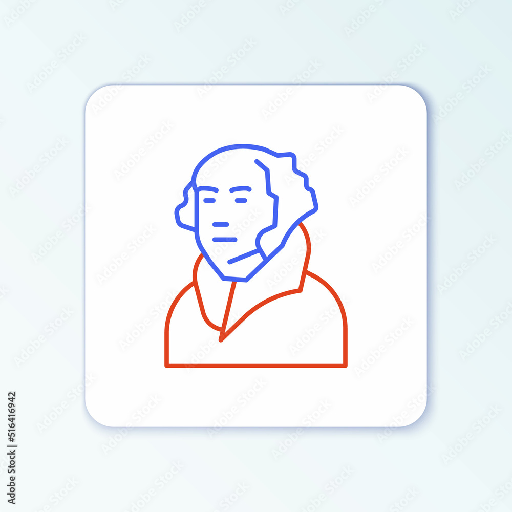 Line George Washington icon isolated on white background. Colorful outline concept. Vector Line George Washington icon isolated on white background. Colorful outline concept. Vector