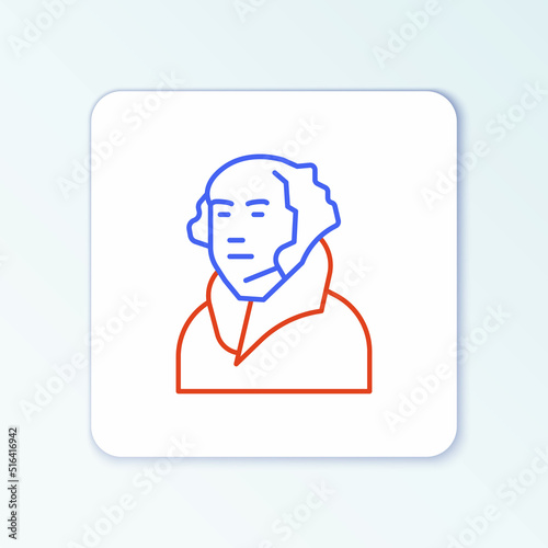 Line George Washington icon isolated on white background. Colorful outline concept. Vector