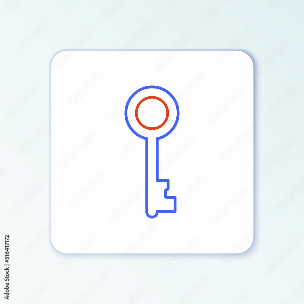 Line Old key icon isolated on white background. Colorful outline concept. Vector Line Old key icon isolated on white background. Colorful outline concept. Vector