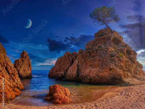 Tossa de Mar - roques a la platja Mar Menuda (posta de sol) - La Selva