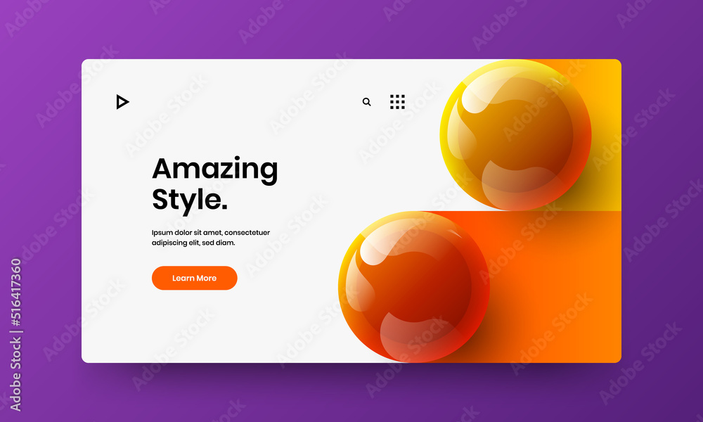 Minimalistic catalog cover design vector layout. Trendy realistic balls web banner template. Minimalistic catalog cover design vector layout. Trendy realistic balls web banner template.