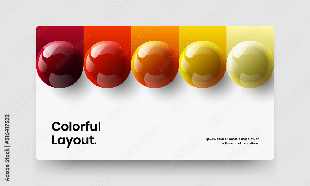 Isolated site design vector illustration. Amazing realistic balls leaflet template.