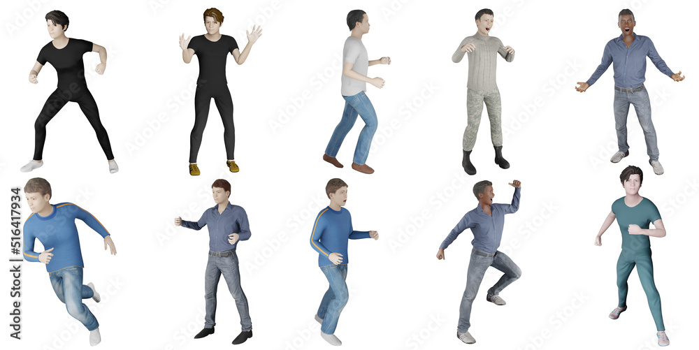 man model avatar man model human character set included 3d illustration isolated on a white background with clipping path man model avatar man model human character set included 3d illustration isolated on a white background with clipping path