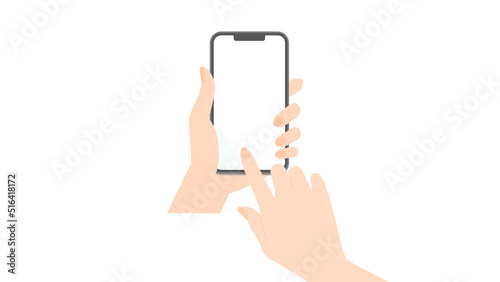 スマートフォンを両手で使っている女性の手 - シンプルでおしゃれなスマホのテンプレート 