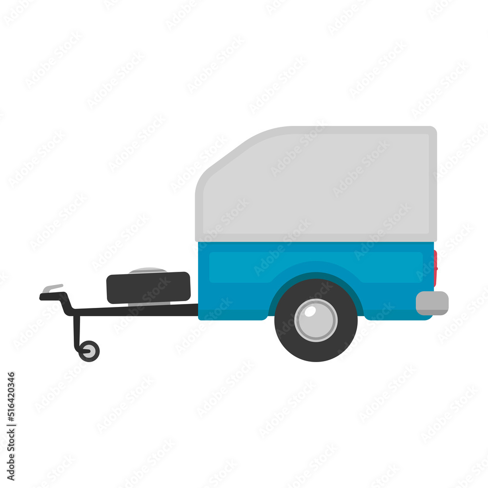 Small cargo car trailer icon. Caravan. Color silhouette. Side view. Vector simple flat graphic illustration. Isolated object on a white background. Isolate. Small cargo car trailer icon. Caravan. Color silhouette. Side view. Vector simple flat graphic illustration. Isolated object on a white background. Isolate.