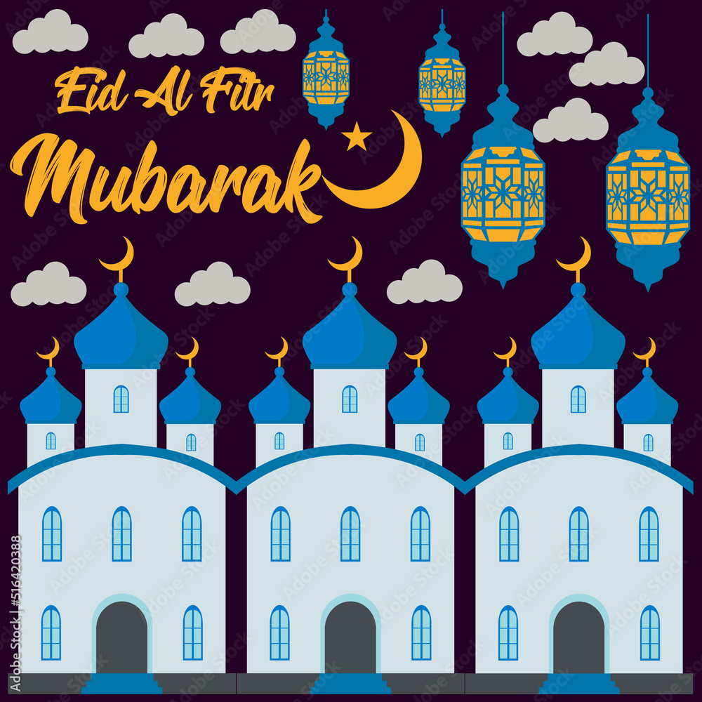 Vector illustration of eid Mubarak banner background template illustration, social media banner. editable. 4000 x 4000 pixel perfect.