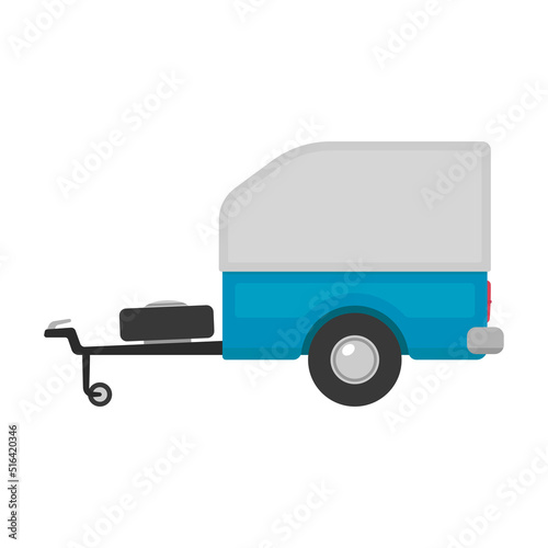 Small cargo car trailer icon. Caravan. Color silhouette. Side view. Vector simple flat graphic illustration. Isolated object on a white background. Isolate.