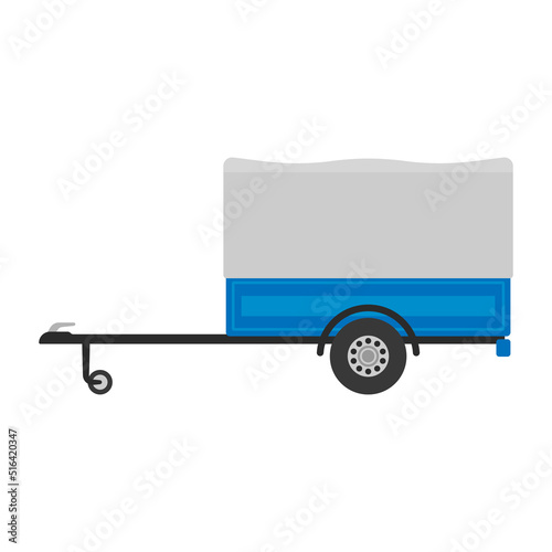 Small cargo car trailer icon. Caravan. Color silhouette. Side view. Vector simple flat graphic illustration. Isolated object on a white background. Isolate.