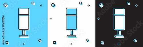 Set Punching bag icon isolated on blue and white, black background. Vector