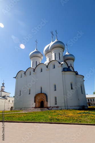 Orthodox church with domes and crosses