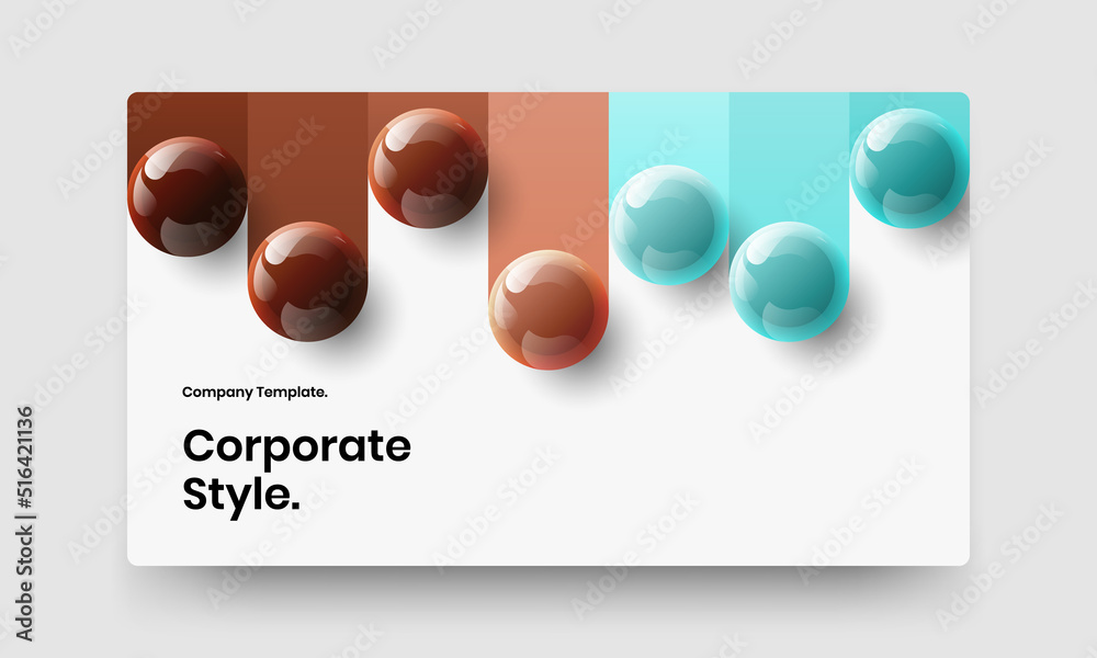 Unique corporate brochure vector design layout. Minimalistic 3D balls placard concept.