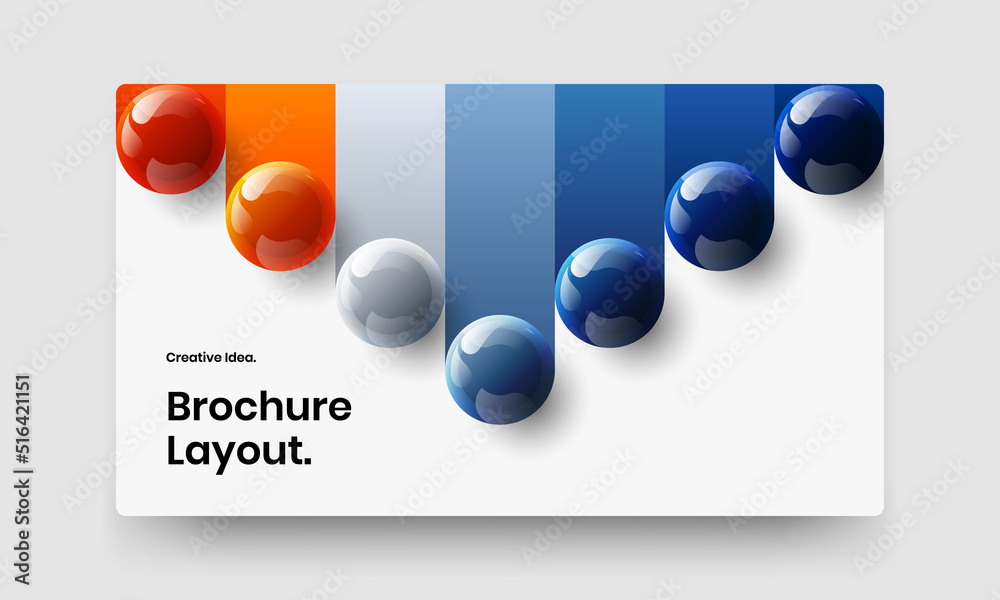Trendy realistic spheres poster layout. Premium pamphlet design vector concept.