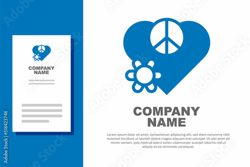 Blue Love peace icon isolated on white background. Hippie symbol of peace. Logo design template element. Vector