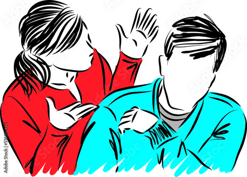 young couple man and woman arguing concept vector illustration