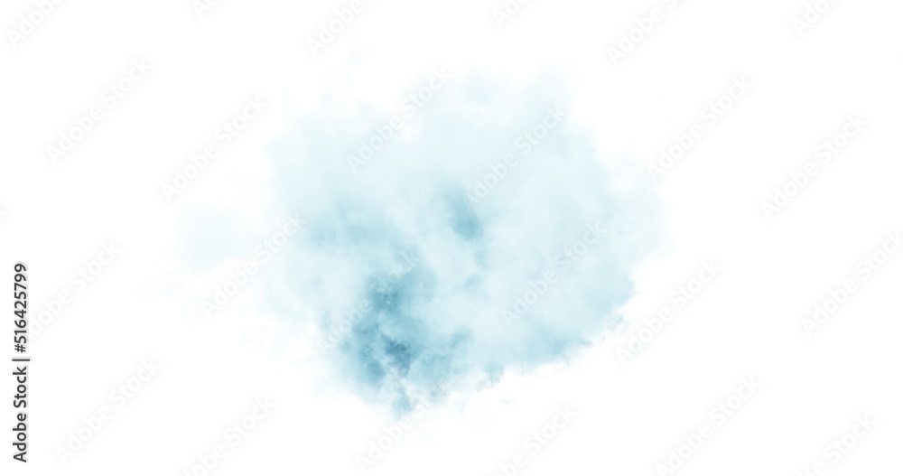 Blue cloud on white background. 3d rendering.	