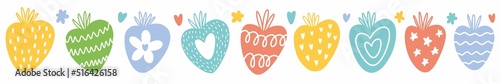 Vector children's pattern with strawberries, hand-drawn