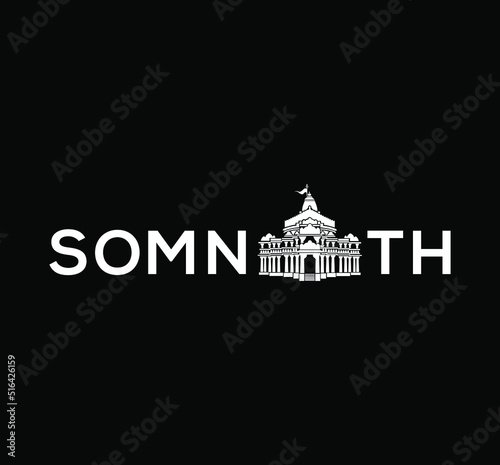 Somnath typography with the Somnath temple icon photo