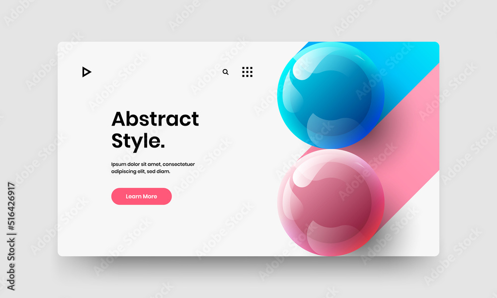 Creative 3D spheres landing page concept. Clean corporate identity design vector layout. Creative 3D spheres landing page concept. Clean corporate identity design vector layout.