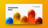 Multicolored 3D spheres magazine cover template. Vivid handbill vector design concept.