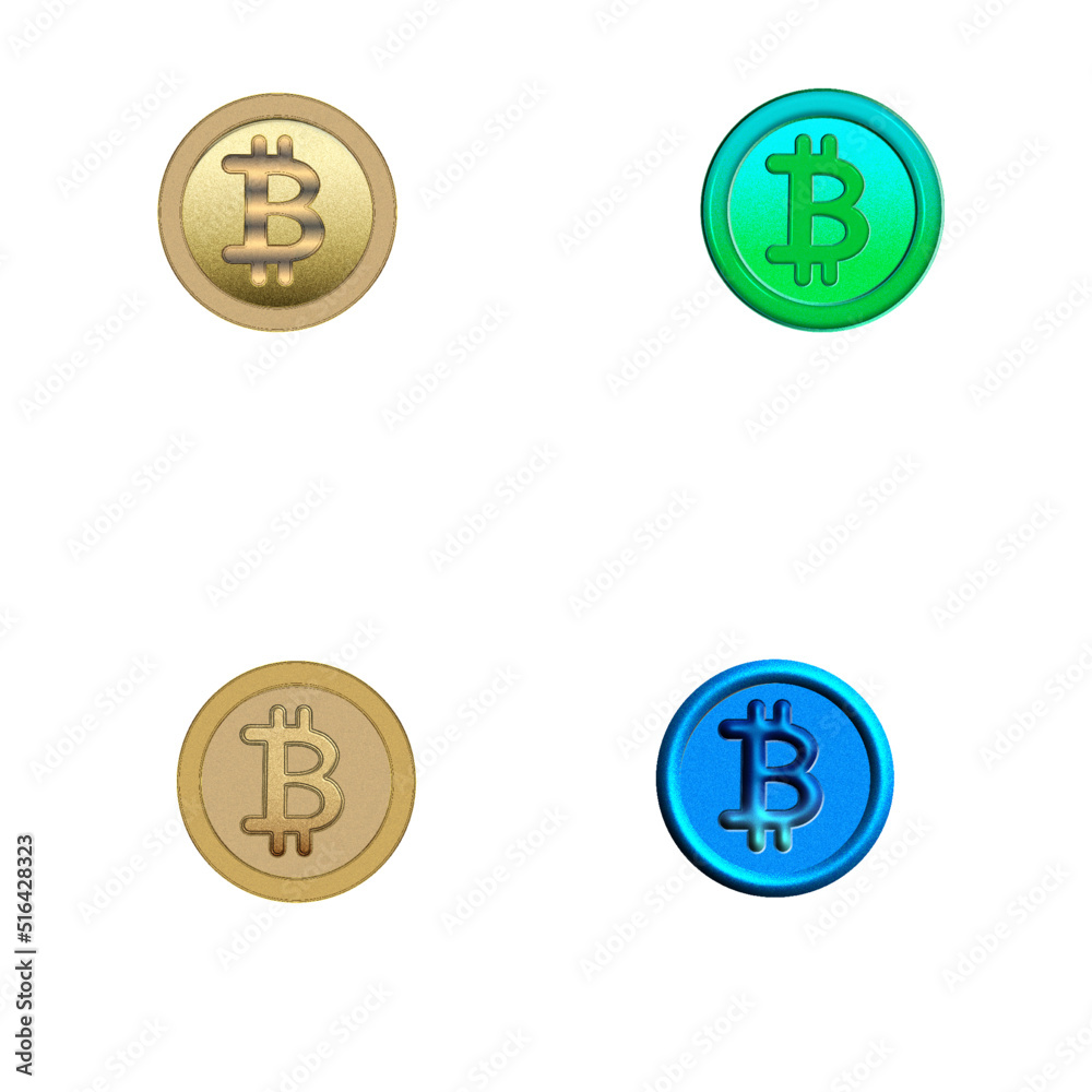 bitcoin symbols set, blue, green, gold bitcoin bitcoin symbols set, blue, green, gold bitcoin