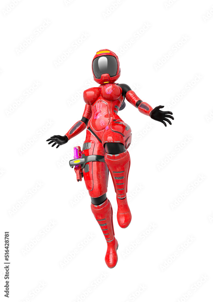 coolest astronaut girl is landing in white background coolest astronaut girl is landing in white background