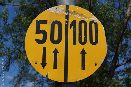 An old military traffic sign indicating the carrying capacity of a bridge in Germany. photo