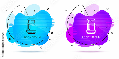 Line Aeropress coffee method icon isolated on white background. Device for brewing coffee. Abstract banner with liquid shapes. Vector