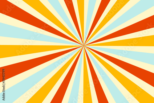 Retro groovy sun rays pattern background 70s. Sun sunbeams summer texture. 