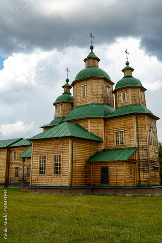 Ancient Slavic church. Old church. Ukrainian architecture